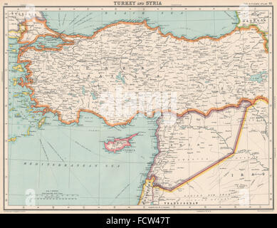 La Turchia/Levante: Siria/Libano unificato. Palestina Iraq Transgiordania Cipro 1924 mappa Foto Stock