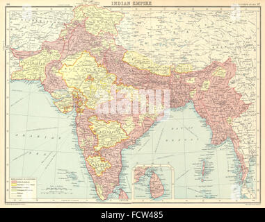 INDIA BRITANNICA: mostra 'native membri", francese e portoghese possedimenti 1924 mappa Foto Stock