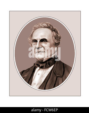 Charles Babbage, Polymath, matematico, Ritratto Foto Stock