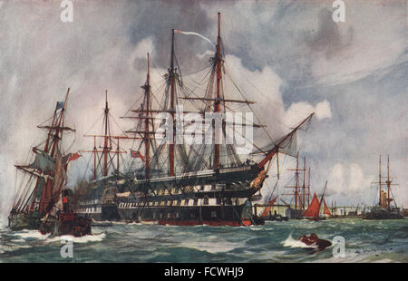 ROYAL NAVY: 'Lion' Training nave a Devonport. Corazzata. Lanciato nel 1848, 1901 Foto Stock