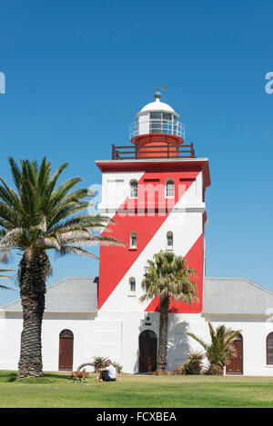 Historic Green Point Lighthouse (1824), Mouille Point, Città del Capo, Provincia del Capo occidentale, Repubblica del Sud Africa Foto Stock