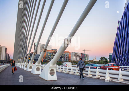 El Pont de l'Assut de l'Or, nella Città delle Arti e delle Scienze. Valencia, Spagna. Foto Stock