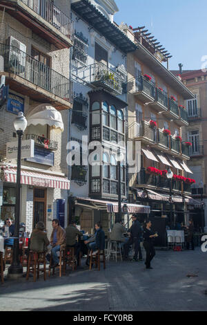 Caffè nella Plaza de las flores a Murcia, Spagna Foto Stock