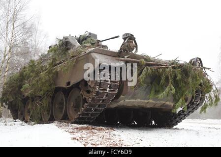 Marder 1A3 della quarta società, 212th meccanizzata del battaglione di fanteria durante una forza sulla forza di esercizio di formazione presso l'esercito tedesco in Combat Training Center. 15.01.2016 Foto Stock