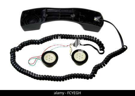 Rotture di cornetta del telefono Foto Stock