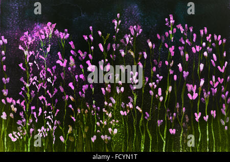 Lavanda in colori fittizio contro un cielo notturno. la tecnica tamponando in prossimità dei bordi permette una messa a fuoco morbida effetto dovuto al altere Foto Stock