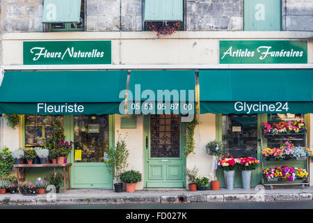 Negozio di fiori in Brantome, Dordogne, Francia Foto Stock