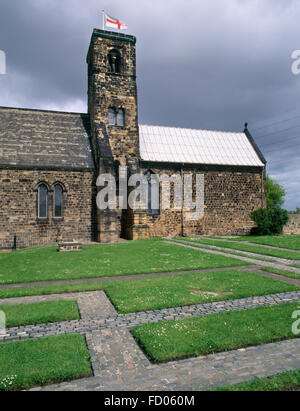 Chiesa di San Paolo e il monastero, Jarrow, fondata AD681 da Benedetto Biscop: il presbiterio (R) è il suo originale cappella costruita di riutilizzate pietra romana. Foto Stock