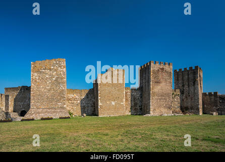 Muraglia difensiva, Cittadella del despota Djuradj, Smederevo, fortezza medievale città fortificata in Smederevo, Podunavlje distretto, Serbia Foto Stock