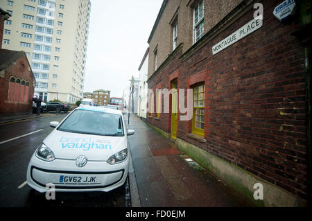 Brighton, Sussex, Regno Unito. Il 26 gennaio, 2016. GV di Montague Street, Kemptown, Brighton. Questa è stata la scena di un terribile colpo ed eseguire il quale Polizia del Sussex ha recentemente inviato un video di Appello ai testimoni. Foto scattata 17/01/2016 © Darren Cool/Alamy Live News Foto Stock