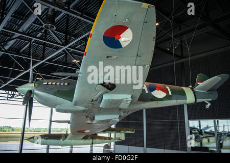 Uno Spitfire aerei in esposizione presso il National Military Museum in Soesterberg, Paesi Bassi Foto Stock