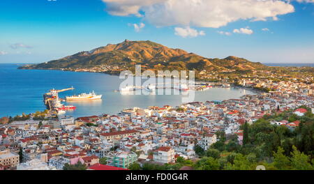 Grecia - isola di Zante, Mar Ionio, Zante città da Bohali Foto Stock