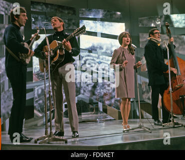 Asilo australiano gruppo pop nel 1965. Da sinistra: Bruce Woodley, Keith Potger, Judith Durham, Guy Athol Foto Stock