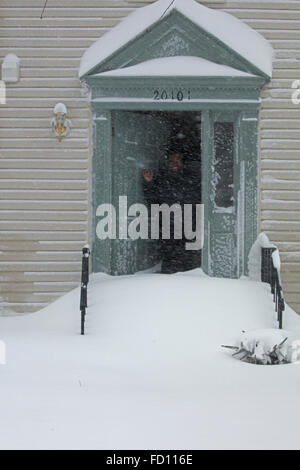 Washington DC, Stati Uniti d'America. 23 gennaio, 2016. Tempesta di neve Jonas, area di Washington DC, 'Snowzilla", gennaio 2016, si snoda fino a 75 mph, oltre 30 persone uccise, fino a 42 cm di neve Credito: Giovanni Cancalosi/Alamy Live News Foto Stock