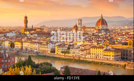 Firenze - cityscape vista dal Piazzale Michelangelo, Italia Foto Stock