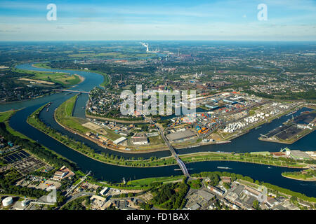 Porto di Duisburg, Duisport Ruhr, Rhine-Herne Canal, trasporti sulle vie navigabili interne, container port, Duisburg, distretto della Ruhr Foto Stock