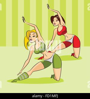 Donne set di fitness. Illustrazione Vettoriale su uno sfondo Illustrazione Vettoriale