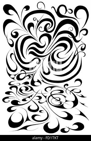 Gigante, swirly, Black & White doodle Foto Stock