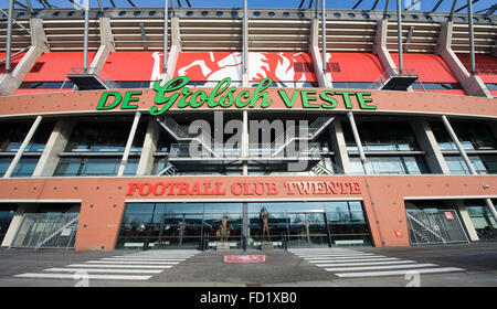 ENSCHEDE, Paesi Bassi - Jan 22, 2016: entrata principale del stadio di calcio della squadra di calcio FC Twente Foto Stock