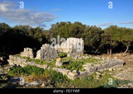 Italia, Toscana, Argentario, Orbetello, Ansedonia, rovine dell'antica città romana di cosa, tempio D. Foto Stock