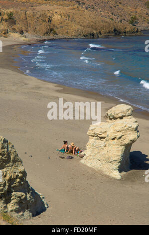 Isleta del Moro, Cabo de Gata, Riserva della Biosfera, villaggio di pescatori, Cabo de Gata-Nijar parco naturale, Almeria, Spagna, Europa Foto Stock