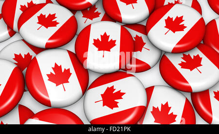Canada bandiera sul badge di immagine di sfondo per la Canadian National eventi della durata di un giorno, vacanze, Memorial e la celebrazione. Foto Stock