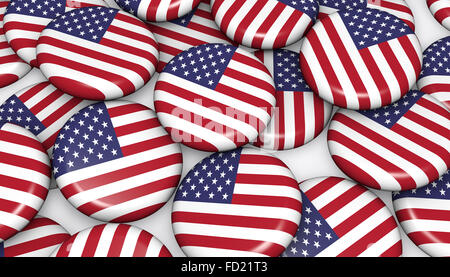 Bandiera degli Stati Uniti sul badge di immagine di sfondo per gli Stati Uniti d'America eventi nazionali, vacanza e celebrazione. Foto Stock
