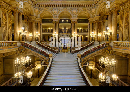 Opera Garnier, la grande scala, Parigi, Francia Foto Stock