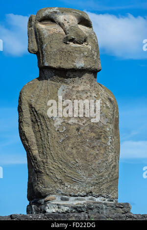 Moai, Ahu Tongariki, Parco Nazionale di Rapa Nui, Isola di Pasqua, Cile, Patrimonio Mondiale dell Unesco Foto Stock
