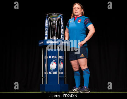 Hurlingham Club di Londra, Regno Unito. Il 27 gennaio, 2016. Francia womens capitano Gaelle Mignot. La RBS 6 Nazioni di rugby è stato lanciato a premere nel west London Club, con team capitani presentato per il supporto assemblato. Credito: sportsimages/Alamy Live News Foto Stock