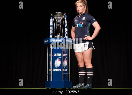 Hurlingham Club di Londra, Regno Unito. Il 27 gennaio, 2016. Scozia womens capitano Lisa Martin. La RBS 6 Nazioni di rugby è stato lanciato a premere nel west London Club, con team capitani presentato per il supporto assemblato. Credito: sportsimages/Alamy Live News Foto Stock