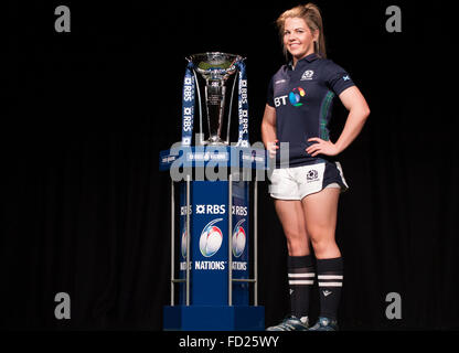 Hurlingham Club di Londra, Regno Unito. Il 27 gennaio, 2016. Scozia womens capitano Lisa Martin. La RBS 6 Nazioni di rugby è stato lanciato a premere nel west London Club, con team capitani presentato per il supporto assemblato. Credito: sportsimages/Alamy Live News Foto Stock