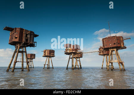 Fotografia a colori della Mounsell forti nel Red Sands (estuario del Tamigi, Londra) Foto Stock