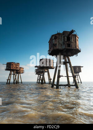 Fotografia a colori della Mounsell forti nel Red Sands (estuario del Tamigi, Londra) Foto Stock