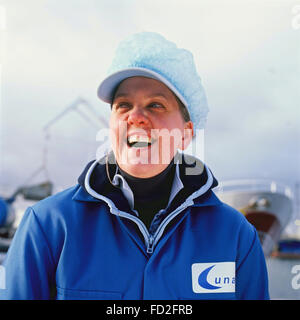 Pesca pelagica pescatori al lavoro in Fraserburgh Scozia Debbie Forsyth Foto Stock