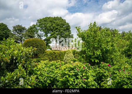 Wentworth castle house seen through lush summer greenery in the gardens. Foto Stock