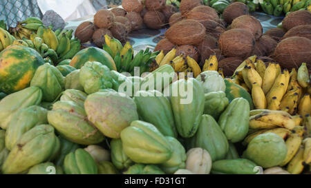 Mercato tropicale in victoria sull'isola di Mahe Foto Stock