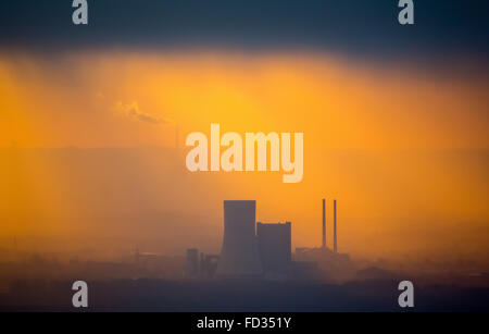 Vista aerea, E.ON 4, freeze, UNIPER, Coal Fired power plant la EON in costruzione al Dortmund-Ems Canal, retroilluminati Foto Stock