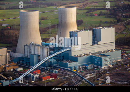 Vista aerea, Uentrop, Westfalen Power Plant, Coal Fired power plant RWE Power, Hamm, la zona della Ruhr, Renania settentrionale-Vestfalia, Germania, Foto Stock