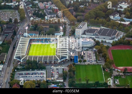 Vista aerea, rewirpowerSTADION Bochum VfL Bochum contro 1.FC Nürnberg, Bundesliga Stadium, lo stadio di calcio a Bochum, notte Foto Stock