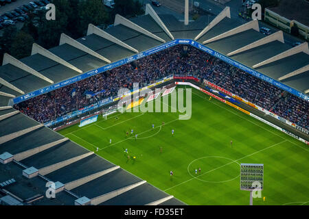 Vista aerea, rewirpowerSTADION Bochum VfL Bochum contro 1.FC Nürnberg, Bundesliga Stadium, lo stadio di calcio a Bochum, notte Foto Stock