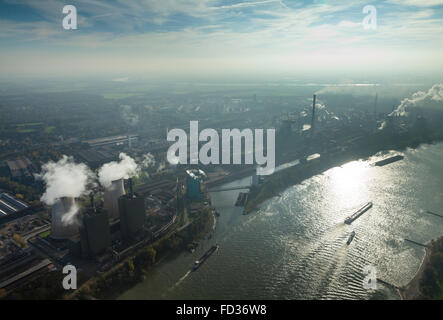 Vista aerea, Hüttenwerke Krupp-Mannesmann a Reno, acciaierie, coking, Duisburg, la zona della Ruhr, Renania settentrionale-Vestfalia, Germania Foto Stock