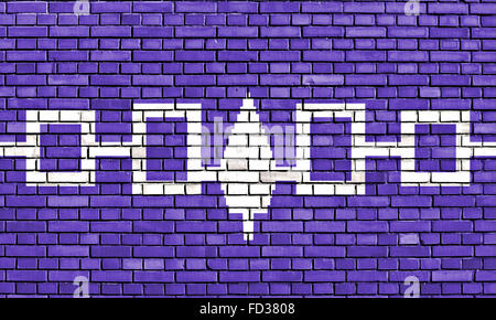 Bandiera del Iroquois dipinta su un muro di mattoni Foto Stock
