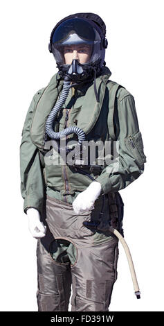 Pilota tuta di combattimento su manichino isolate su sfondo bianco Foto Stock