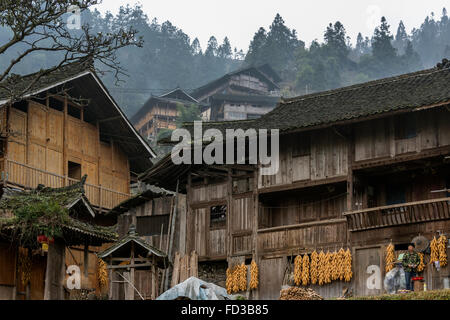 Langde Shang Miao Village, Guizhou, Cina Foto Stock