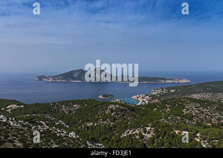 Vista in direzione di Dragonera Island, Mallorca, Spagna, Europa - Dracheninsel Spanien Foto Stock