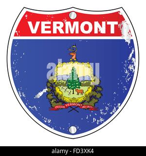 Bandiera del Vermont icone come un segno interstatali su uno sfondo bianco Illustrazione Vettoriale