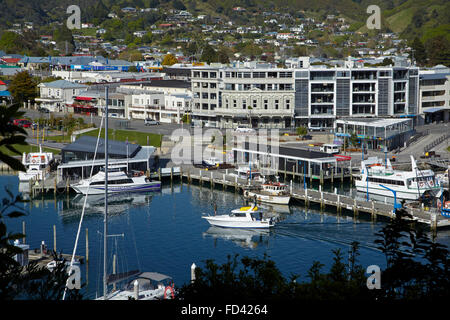 Picton, e Picton Harbour, Marlborough Sounds, Isola del Sud, Nuova Zelanda Foto Stock