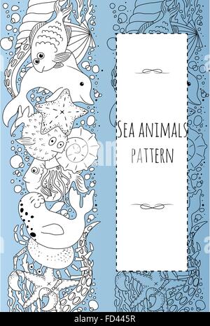 Il bianco e il mare trasparente animali non-pattern senza giunture Illustrazione Vettoriale