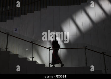 Etiopia ad Addis Abeba. 28 gen, 2016. Una donna cammina presso l Unione Africana (AU) sede ad Addis Abeba, capitale dell Etiopia, a gennaio 28, 2016. Il ventiseiesimo vertice UA è programmato per aprire qui a gennaio 30. © Pan Siwei/Xinhua/Alamy Live News Foto Stock